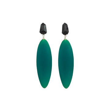 Nymphe earrings with ebony wood and ocean green rubber