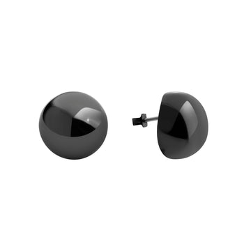 Chroma Plüsch black stud earrings,   small size, earring, white background.
