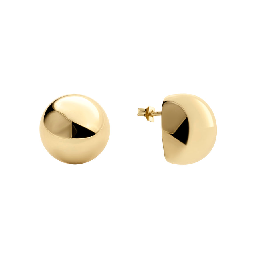 Chroma Plüsch golden stud earrings, small size, earring, white background.