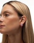 Chroma Plüsch pink stud earrings, second close-up