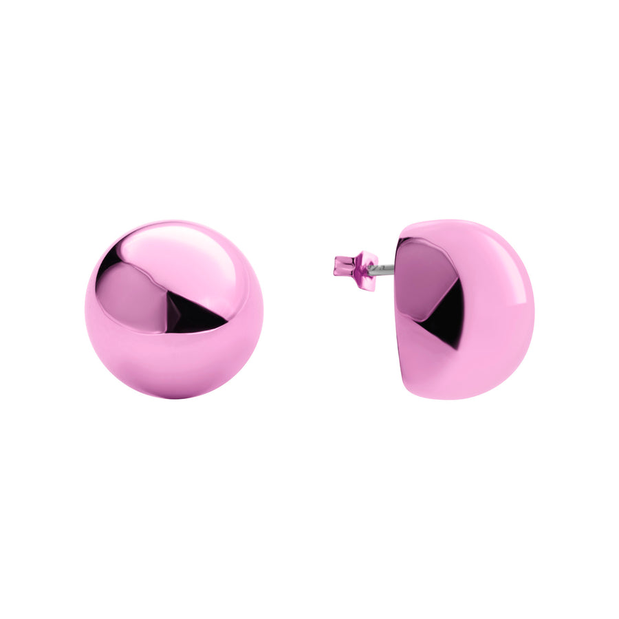 Chroma Plüsch pink stud earrings, small size, earring, white background.