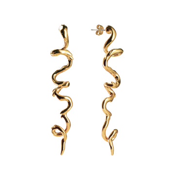 Eternia gold stud earrings, sterling silver, gold plated, irregular shape, 
