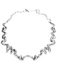 Choker silver, sterling silver, rhodium plated, cubic zirconias, irregular shape, 
