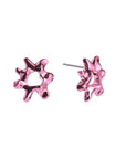 Poison drop pink stud earrings, sterling silver, electro plated, irregular shape, 
