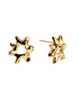 Poison drop gold stud earrings, sterling silver, gold plated, irregular shape,