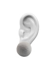 Plüsch concrete medium stud earrings,  grey velvet, medium size, earring, white background.
