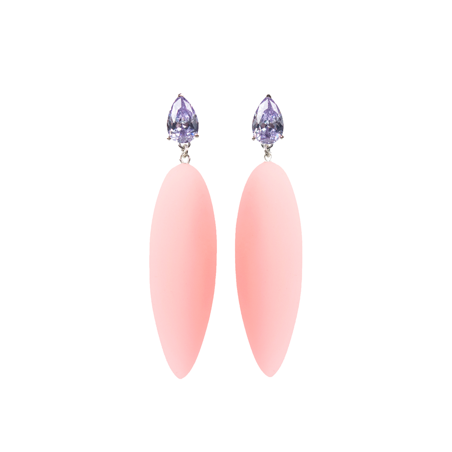 Nymphe earrings with lavender stone and pink rubber