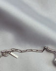 Choker silver, sterling silver, rhodium plated, cubic zirconias, irregular shape, 