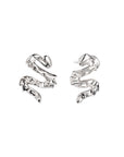 Dragonflower stud earrings, sterling silver, irregular shape, 
