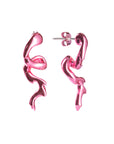 Phoenix Rose stud earrings, sterling silver, electro plated, irregular shape, pink
