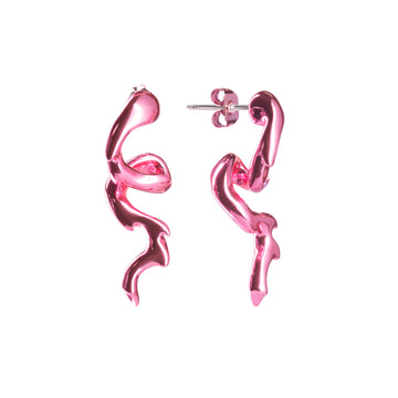 Phoenix Rose stud earrings, sterling silver, electro plated, irregular shape, pink
