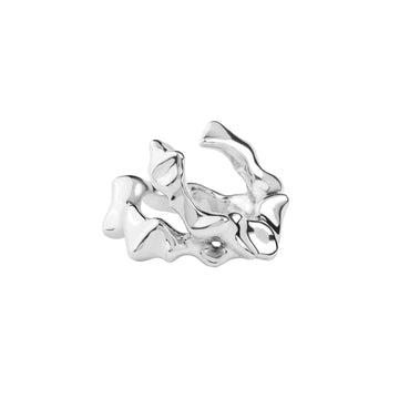 gender fluid t1000 ring, recycled Silver 925, rhodium plated, irregular shape, hand-polished
