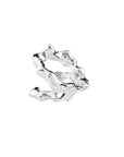 gender fluid t1000 ring, recycled Silver 925, rhodium plated, irregular shape, hand-polished, detail