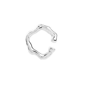 gender fluid luna ear cuff, Recycled Silver 925, rhodium plated, no piercing irregular shape, hand-polished