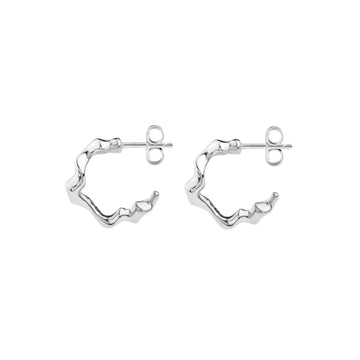 gender fluid deon stud earrings, recycled Silver 925, rhodium plated, irregular shape, hand-polished
