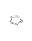 gender fluid luna ear cuff, Recycled Silver 925, rhodium plated, no piercing irregular shape, hand-polished,detail