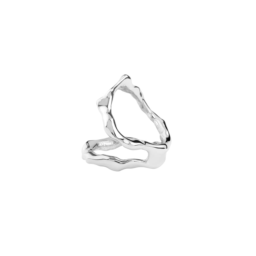 gender fluid gradus ring, recycled Silver 925, rhodium plated, irregular shape, hand-polished
