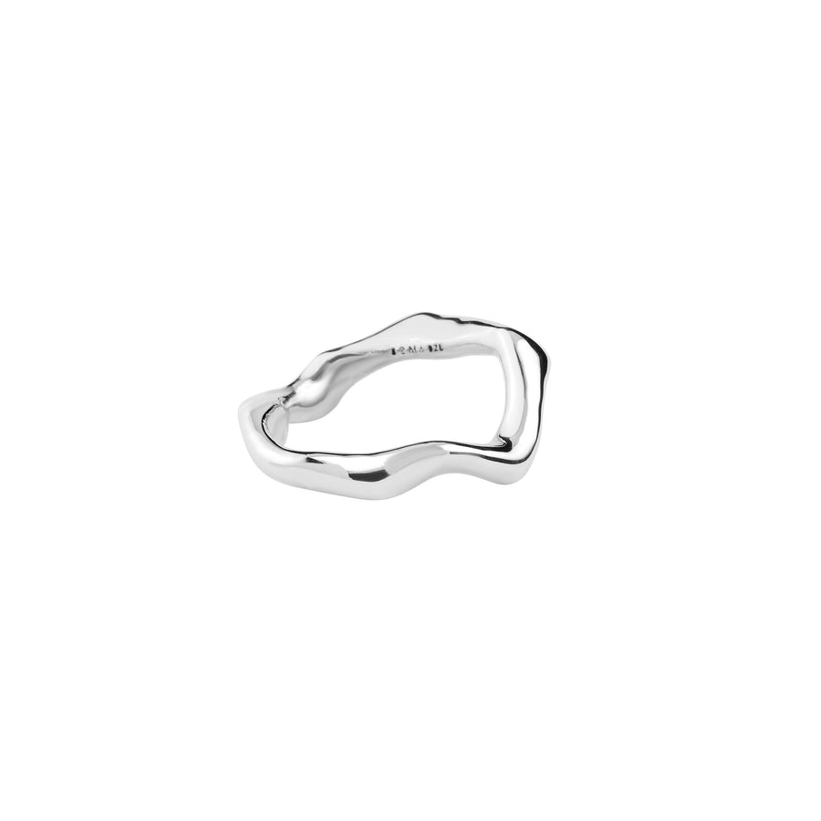 gender fluid nyala ring, recycled Silver 925, rhodium plated, irregular shape, hand-polished, detail