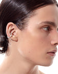 gender fluid luna ear cuff, Recycled Silver 925, rhodium plated, no piercing irregular shape, hand-polished, detail