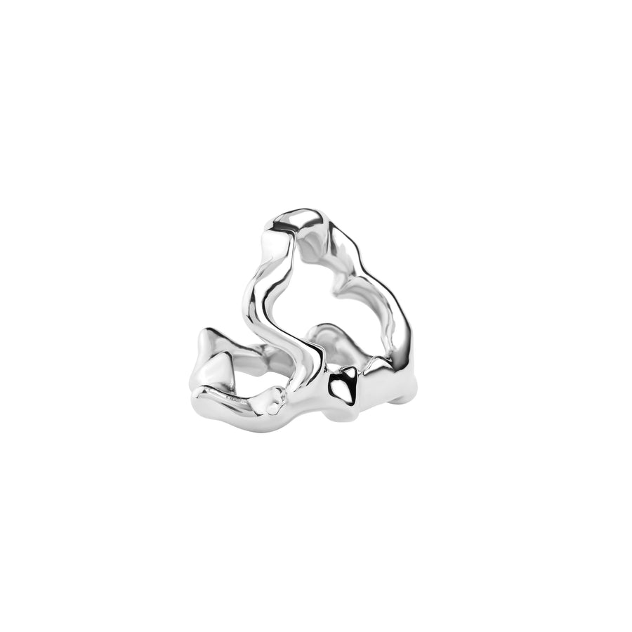 gender fluid skywalker ring, recycled Silver 925, rhodium plated, irregular shape, hand-polished