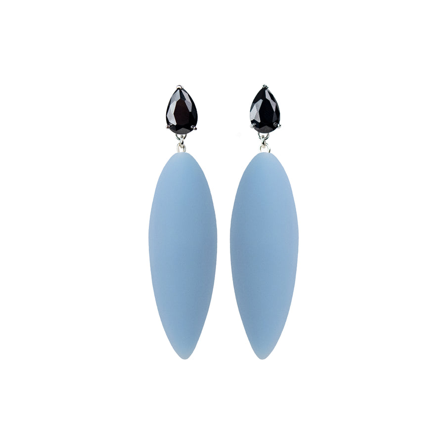 Nymphe earrings with black stone and denim rubber