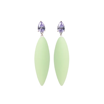 Nymphe earrings with lavender stone and mint rubber