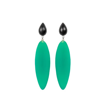 Nymphe earrings with rosewood and light green rubber