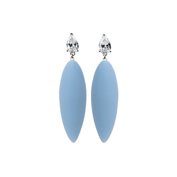 Nymphe earrings with white stone and denim rubber