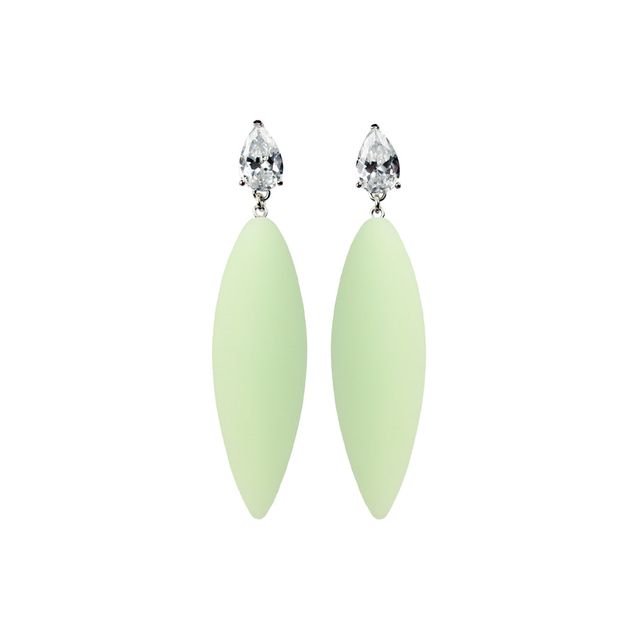 Nymphe earrings with white stone and mint rubber